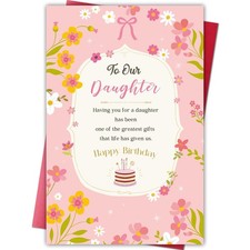 Happy Birthday Card for Her, Daughter Birthday Card from Mom and Dad, Bday Cards