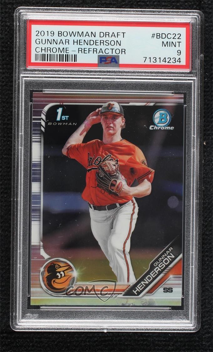2019 Bowman Draft Chrome Refractor Gunnar Henderson #BDC-22 PSA 9 MINT 1gm6