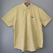 Chaps Easy Care Mens Size XL Yellow Navy Plaid Button Down Dress Shirt Preppy
