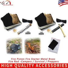 Fire Piston Fire Starter Metal Brass Fire Rod -Campers / Survival / Preppers