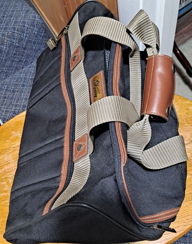 Vtg Skyway Shade Of Green Duffle Bag Canvas & Leather With Strap/Lock &Key/NOS? - Picture 2 of 8