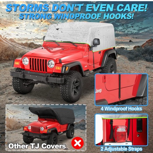 Breathable Weatherproof UV Cab Cover For 97-06 Jeep Wrangler YJ TJ CJ7 - Bild 5 von 6