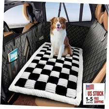 Backseat Extender Pet Bed Mat, Deluxe Dog Bed for Car Back Seat, Black  White