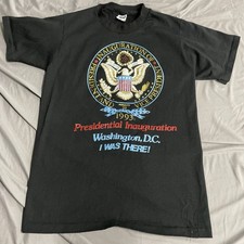 Vintage 90s Presidential Inauguration Washington DC Black T Shirt Sz L USA Made
