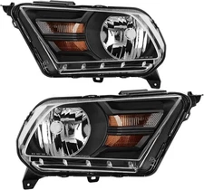 AUTOSAVER88 Headlight for 2010-14 Ford Mustang OE Headlamp Black Housing Amber