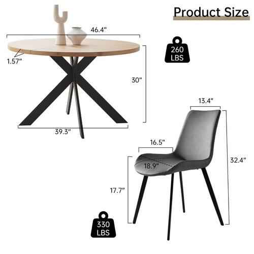 Dining table and chairs, round dining table and 4 chairs, dining furniture - Picture 8 of 11