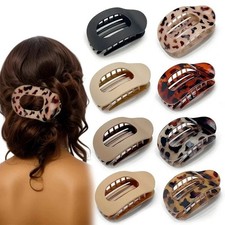 4x Flat Hair Claw Clips Round Accessories Lay Down Women GirlmSimple Strong Hold