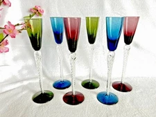 Hand Blown Glass Air Twist Stem Cordial Glass (set of 6)