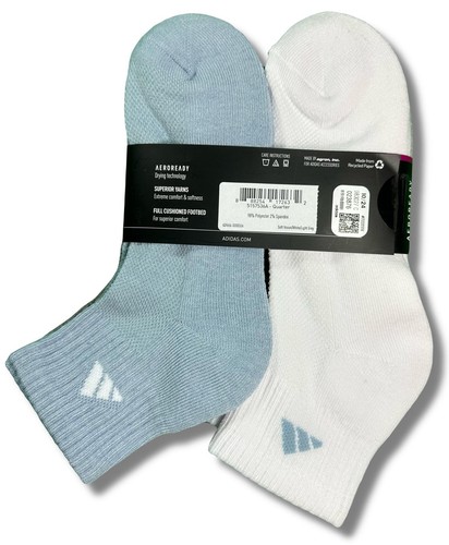ADIDAS SOCKS WOMEN'S - QUARTER CUT - 243 PINK CUSHIONED - SHOE SZ 5-10 PACK 6 - Picture 2 of 2