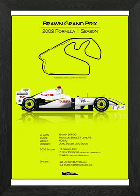 Brawn Grand Prix Framed Wall Art Poster Canvas Print Picture