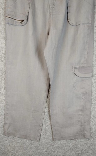 Weiche Umrandung Leinen Cargo Hose Damen Gr. XL grau Baggy Lagenlook Boho Strand - Bild 3 von 18