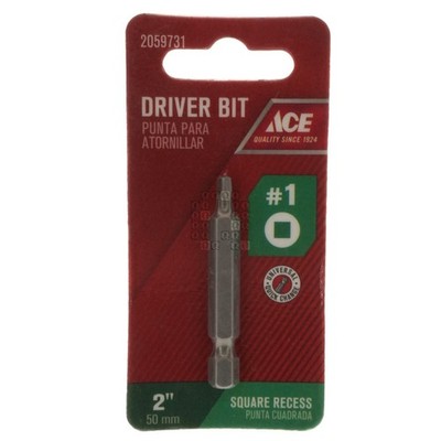 ACE Hardware 2059731 #1 Square Recess / SQ1 Driver Bit, 2'' Length 1/4'' Hex Drive