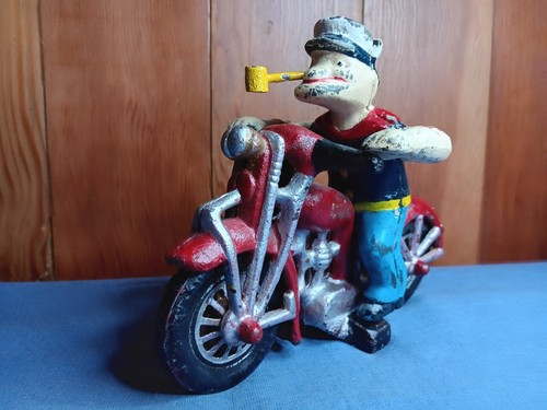 Vintage Cast Iron Popeye on Patrol Harley Davidson Motorcycle Reproduction - Picture 2 of 9