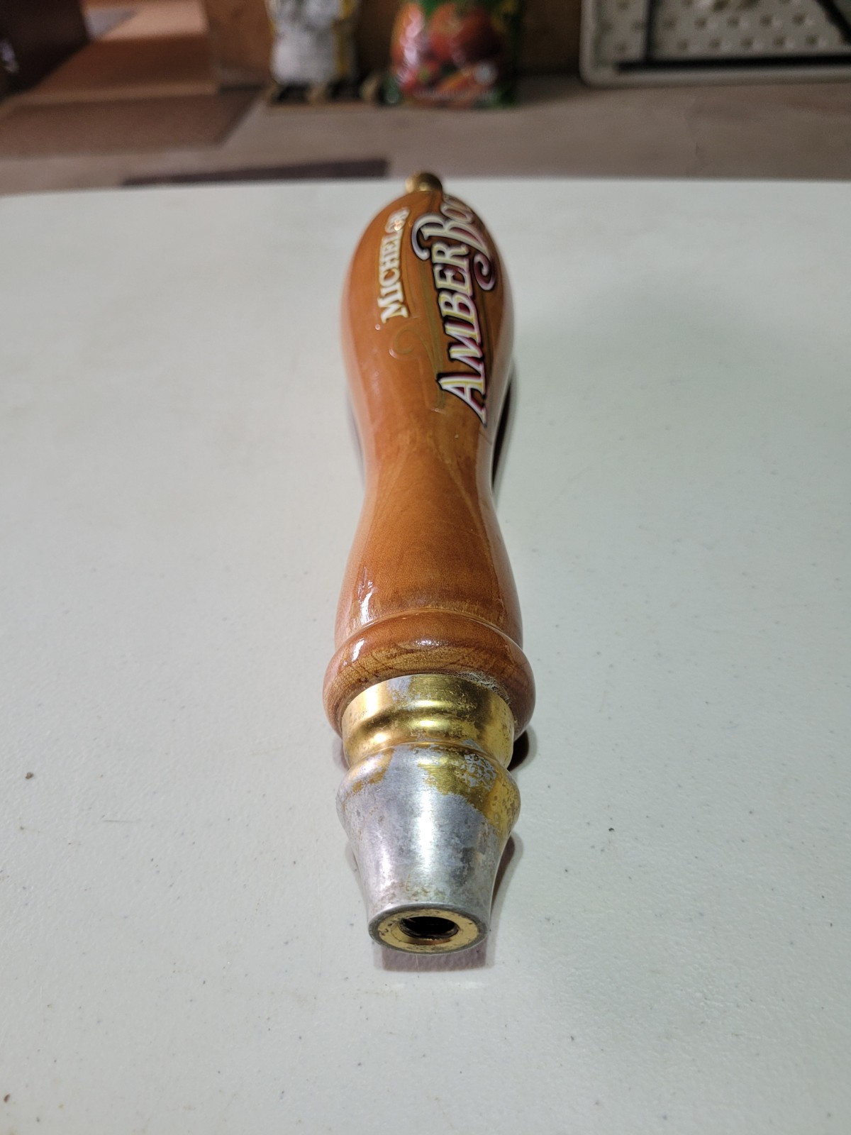 Michelob Amber Bock Beer Long Wooden Tap Handle Knob Pull 12"
