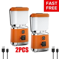 2x Portable LED Camping Lantern Light USB Rechargeable Lamp Waterproof Outdoor