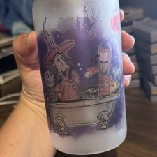 Disney Nightmare Before Christmas Glass Tumbler with Lid and Straw