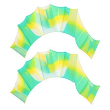 1Pair Silicone Swimming Gloves Webbed Swim Gloves Gear Paddle Fins Blue Tone L