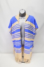 Lilly Pulitzer 100 Cashmere Avion Hoodie Cardigan Sweater Blue Cream One Size