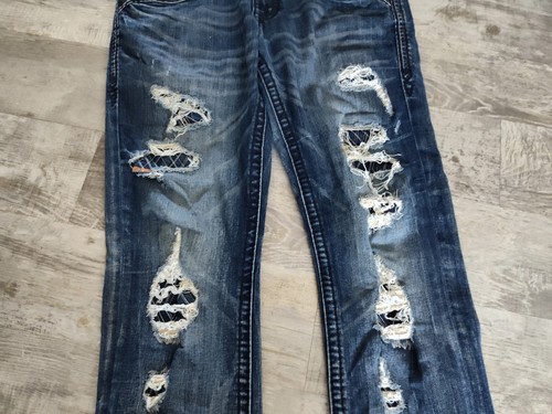 Rock Revival Mens Salim Relax Straight 17 Jeans 36x30 Blue Embroidery Distressed - Picture 3 of 22