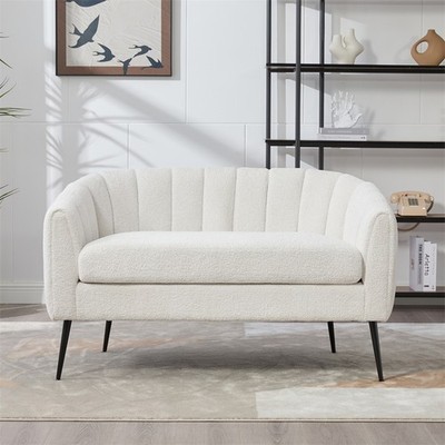 50.2'' Wide Modern Upholstered Loveseat Accent Couch Small Settee w/Metal Legs