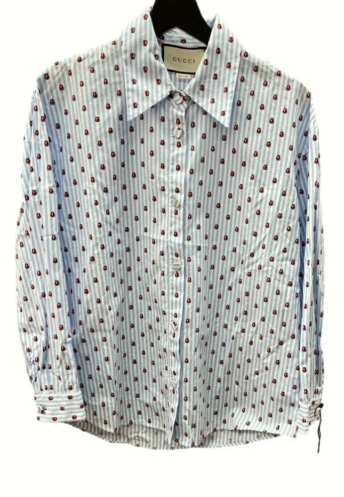 Chemise femme GUCCI manches longues robe chemise col chemise chemisier devant bouton femme