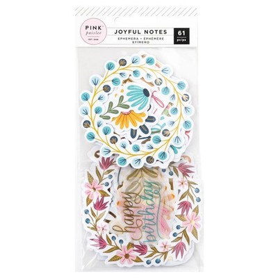 Pink Paislee JOYFUL NOTES ICONS (61pc) EPHEMERA DIE CUTS scrapbooking CELEBRATE!
