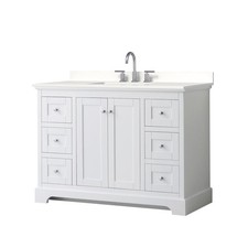 Wyndham Collection WCV232348S-QTZ-US3MXX Avery 48" - White / White Quartz Top /