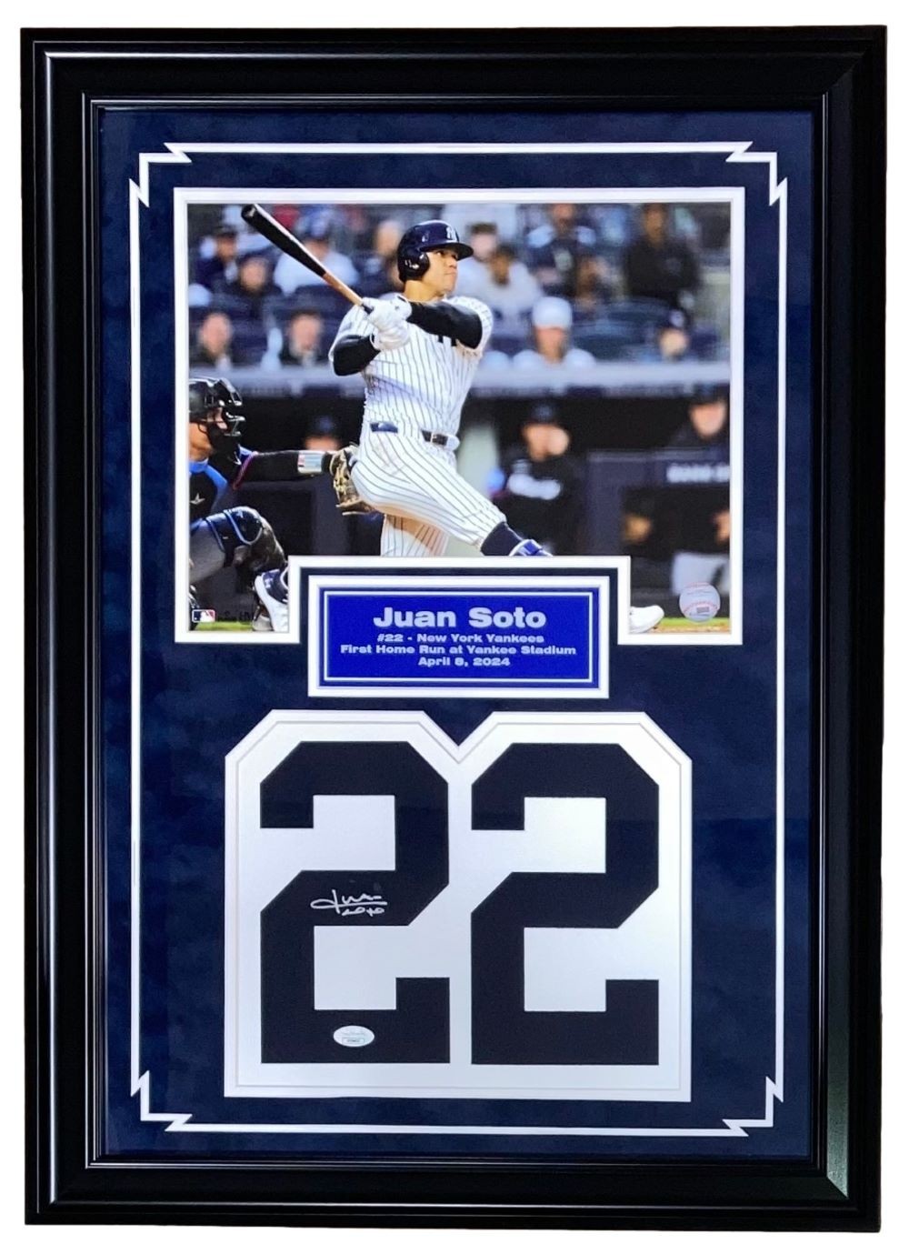 Juan Soto Autographed Signed New York Yankees Framed Jersey Numbers w/ 11x14 Photo JSA 