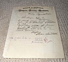 1872 STRAW & SAWTELL, Market St. WHEELING W.V.  letter to Singer Sewing Machine