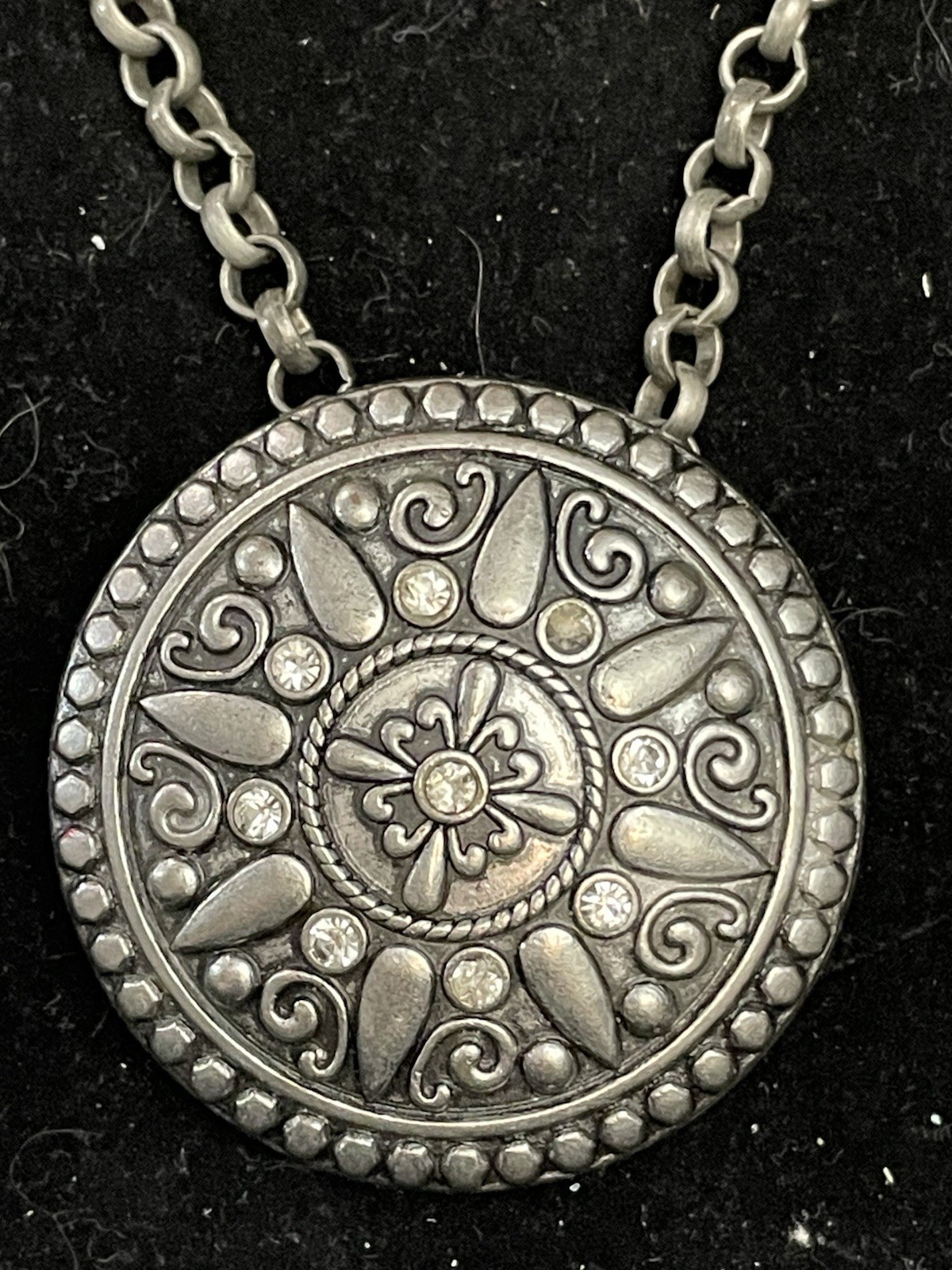 Grace Adele Silver Medallion Necklace Vintage Boh… - image 2