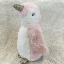 FAO Schwarz Pink Sparkle Penguin Gold Glitter 12  Bird Plush Toy Stuffed Animal