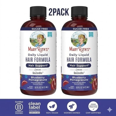 2P-Mary Ruth's Daily Liquid Hair Formula Supplement Blueberry Pomegranate Flavor