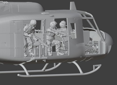 1/24 resin Vietnam War US Helicopter HUEY UH1 Gunners pilots and Door Gun - Picture 6 of 12