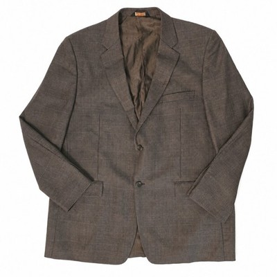 Joseph & Feiss Gold 48L Brown Glen Plaid 100% Wool Sport Coat Blazer Jacket