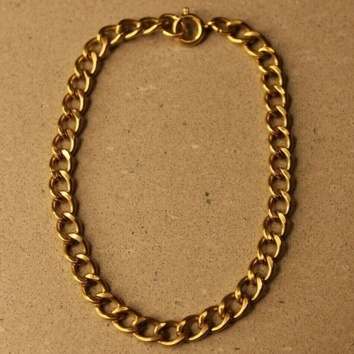 GOLD PLATED CURB LINK CHARM BRACELET 925 STERLING SILVER BASE VINTAGE 6.75in eBay