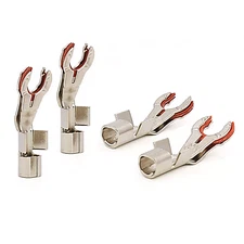 4PCS Solder Rhodium Plated Brass Y Spade Plug HIFI Audio Speaker Cable Connector