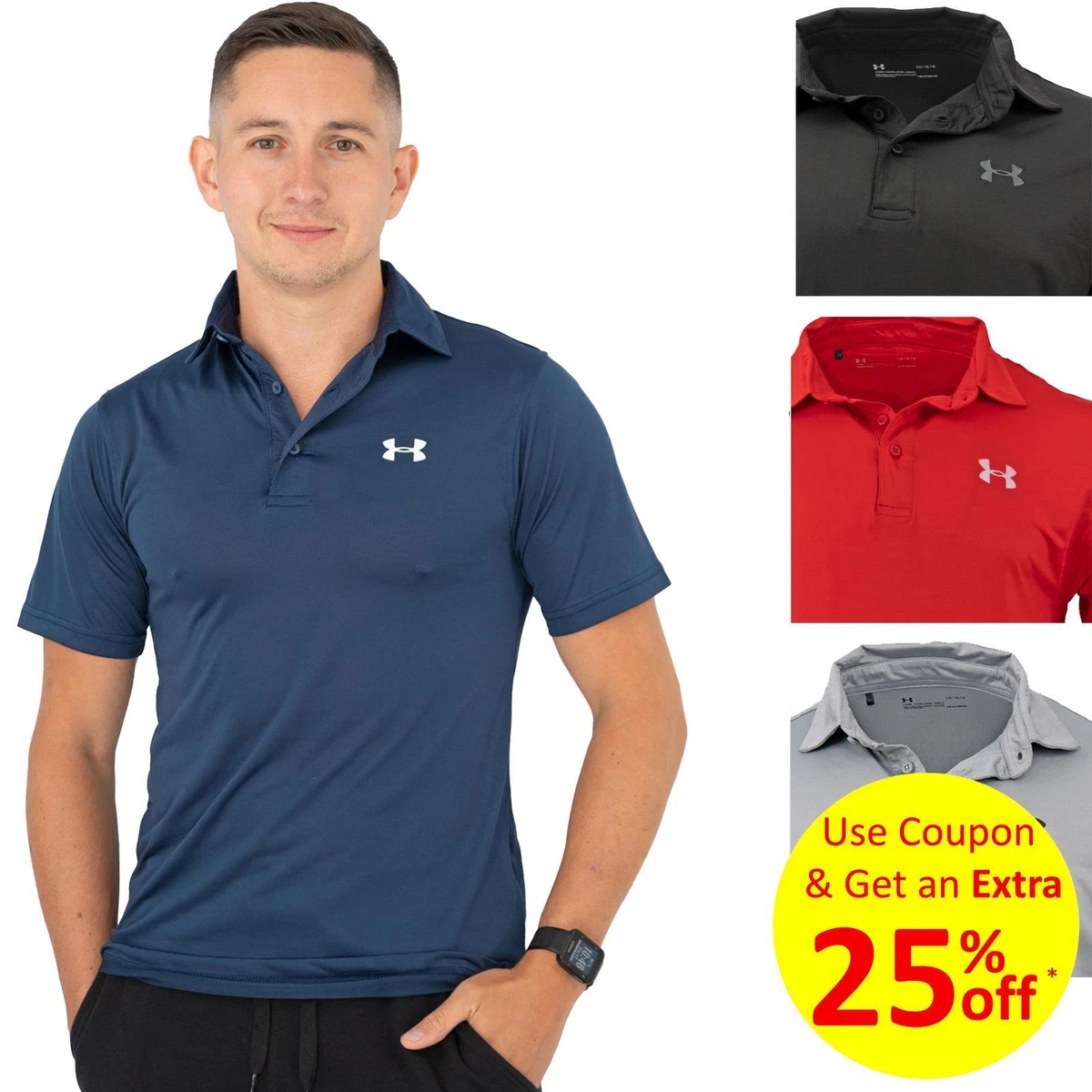Under Armour Mens Polo Shirt Golf Short Sleeve Lightweight
