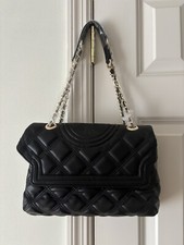New ~ Designer Look For Less Black Quilted Faux Leather Monogram Tote Handbag