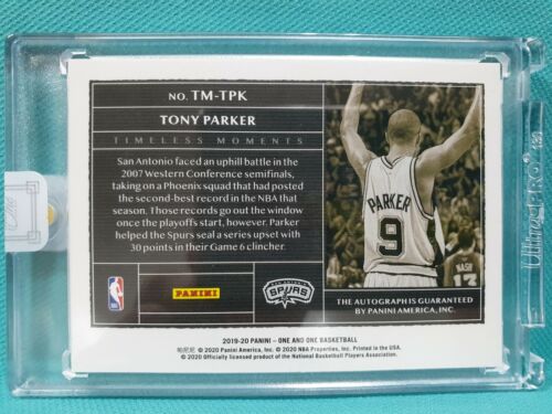 2019-20 Panini One and One Tony Parker Auto 7/35 Auto Timeless Moments - Bild 3 von 3
