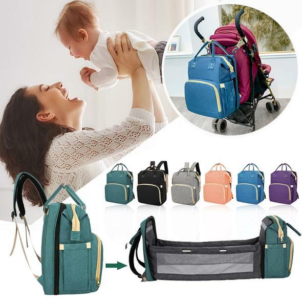 3-in-1 Diaper Bag Backpack with Changing Table and Multiple Pockets-image
