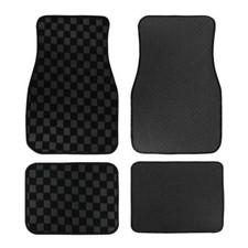 24pcs Universal Jdm Racing Plush Floor Mat Checkers Vehicle Carpets Black Us