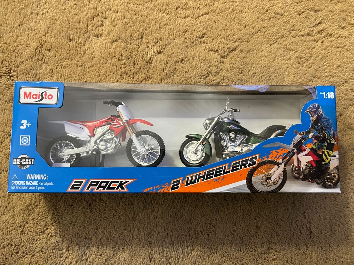 Maisto 2 Pack 2 Wheelers Motorcycle Diecast Honda Harley 1
