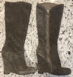 Mia eduina gris gamuza legítima por debajo de la rodilla Botas de tacón con  plataforma-tamaño 7 | eBay