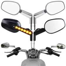 Rearview Side Mirrors Muscle LED Turn Signals Light For Harley V-ROD VRSCF 09-17