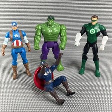 Marvel Action Figures Small Captain America, Hulk  Green Lantern Lot of 4