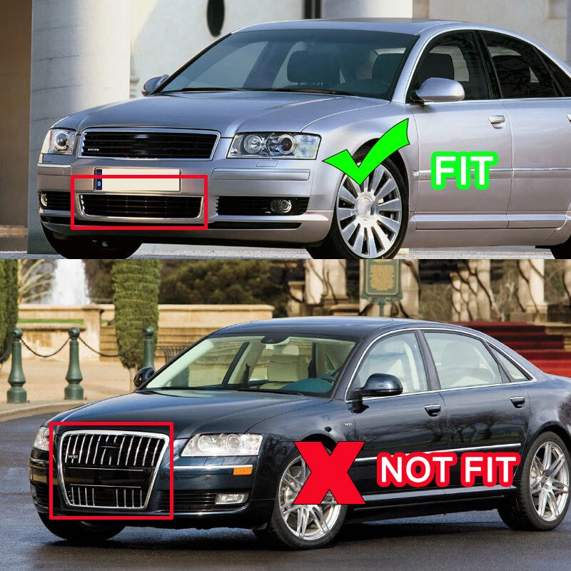 Pair Front Lower Bumper Fog light Grille Grills For 2005-2007 AUDI A8 Quattro D3 - Image 2 of 4
