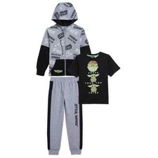 Star Wars Kids' 3 Piece Hoodie, Jogger, Short Sleeve Tee Set, Gray Size 3T