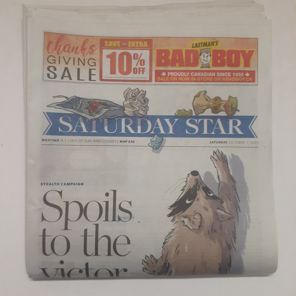 Oct 2023 Toronto Star Raccoons Chris Hadfield Dressup Pet