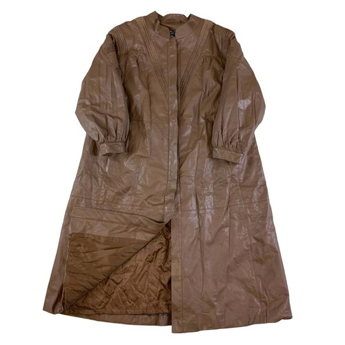 Vintage 80s ‘Werner Graumann’ Light Brown Long Leather Jacket L 16 18 - 第 1/3 張圖片