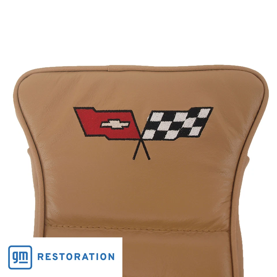 Corvette C3 Center Armrest Embroidered Camel Leather 1981-1982 - Image 3 of 4